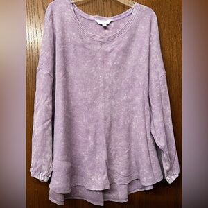 GUC Time & True tie dye purple waffle-knit long sleeve top Women’s Medium